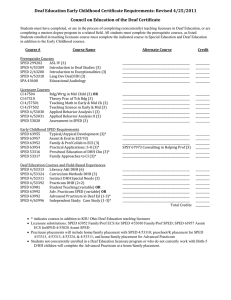 Deaf Education Early Childhood Certificate Requirements: Revised 4/25/2011