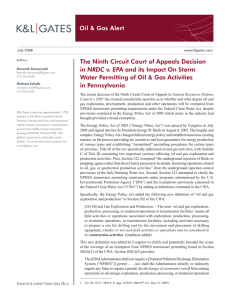 Oil &amp; Gas Alert The Ninth Circuit Court of Appeals Decision