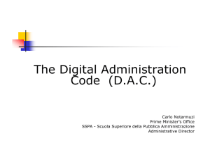 The Digital Administration Code  (D.A.C.)
