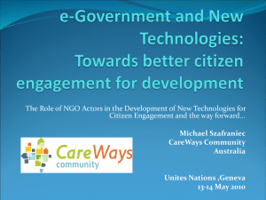 The Role of NGO Actors in the Development of New... Citizen Engagement and the way forward...