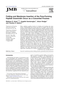 Folding and Membrane Insertion of the Pore-Forming ⁎ Matthew R. Hicks