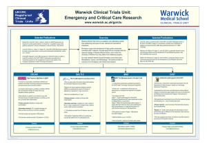 Warwick Clinical Trials Unit: Emergency and Critical Care Research www.warwick.ac.uk/go/ctu Selected Publications
