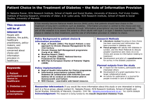 Patient Choice in the Treatment of Diabetes – the Role...
