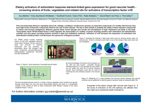 Dietary activators of antioxidant response element-linked gene expression for good... screening strains of fruits, vegetables and related oils for activators...