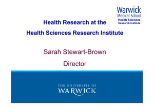 Sarah Stewart-Brown Director Health Research at the Health Sciences Research Institute