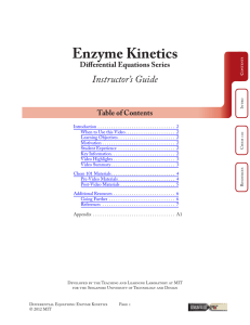 Enzyme Kinetics Instructor’s Guide Differential Equations Series Table of Contents