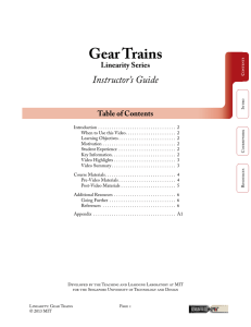 Gear Trains Instructor’s Guide Linearity Series Table of Contents