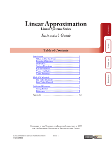 Linear Appr oximat ion Instructor’s Guide