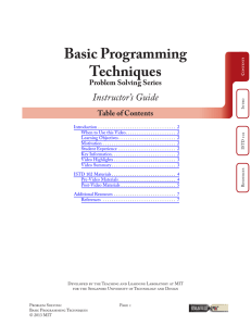 Basic Programming Techniques Instructor’s Guide Problem Solving Series