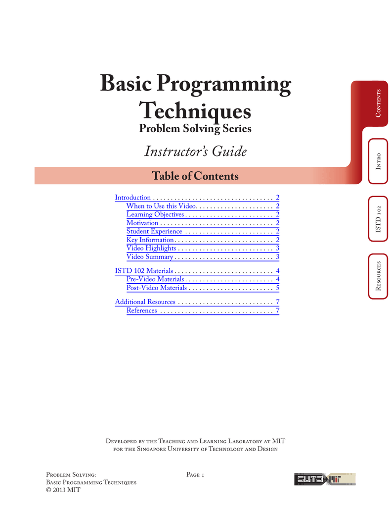 basic-programming-techniques-instructor-s-guide-problem-solving-series