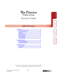 The Process Instructor’s Guide Problem Solving Table of Contents