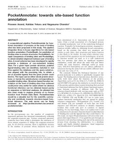 PocketAnnotate: towards site-based function annotation Praveen Anand, Kalidas Yeturu and Nagasuma Chandra*