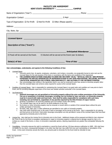 FACILITY USE AGREEMENT KENT STATE UNIVERSITY – ______________ CAMPUS