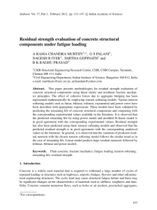 Residual strength evaluation of concrete structural components under fatigue loading