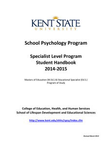 School Psychology Program Specialist Level Program Student Handbook
