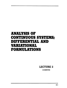 ANALYSIS OF CONTINUOUS SYSTEMS; DIFFEBENTIAL AND VABIATIONAL