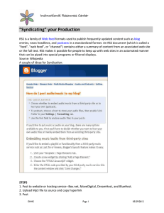 “Syndicating” your Production Instructional Resources Center
