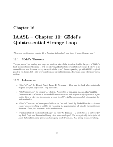 IAASL – Chapter 10: G¨ odel’s Quintessential Strange Loop Chapter 16