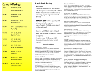 Camp Offerings Schedule of the day