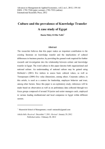 Culture and the prevalence of Knowledge Transfer Abstract