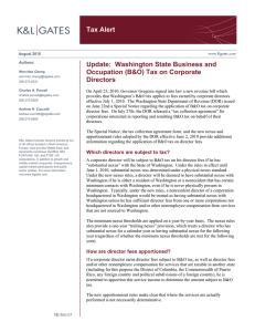 Tax Alert Update:  Washington State Business and Directors
