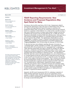 Investment Management &amp; Tax Alert FBAR Reporting Requirements: New