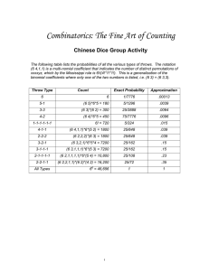 Combinatorics: The Fine Art of Counting  Chinese Dice Group Activity