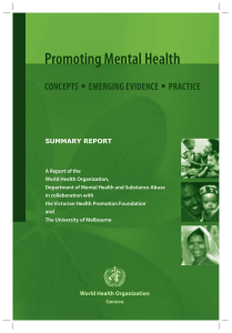 Promoting Mental Health  CONCEPTS EMERGING EVIDENCE