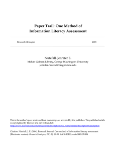 Paper Trail Information Literacy Assessment Nutefall, Jennifer E.