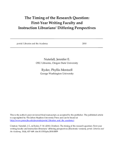The Timing of the Research Question: First-Year Writing Faculty and