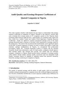 Audit Quality and Earnings Response Coefficients of Quoted Companies in Nigeria Abstract