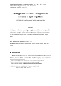The Supply and Use tables: The approach for Abstract