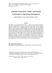 Academic Preparation, Gender, and Student Performance in Operations Management Abstract