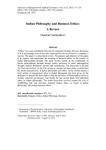 Indian Philosophy and Business Ethics: A Review Abstract