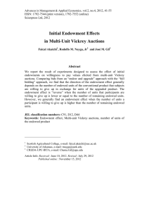 Initial Endowment Effects in Multi-Unit Vickrey Auctions Abstract