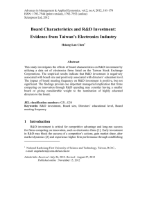 Board Characteristics and R&amp;D Investment: Evidence from Taiwan’s Electronics Industry Abstract