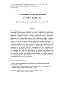 An emotional antecedent to stress at work in health care Abstract