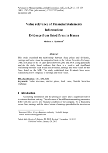 Value relevance of Financial Statements Information: Evidence from listed firms in Kenya