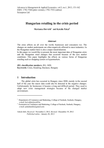 Hungarian retailing in the crisis period Abstract