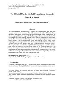 The Effect of Capital Market Deepening on Economic Growth in Kenya Abstract