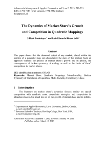 The Dynamics of Market Share’s Growth and Competition in Quadratic Mappings Abstract