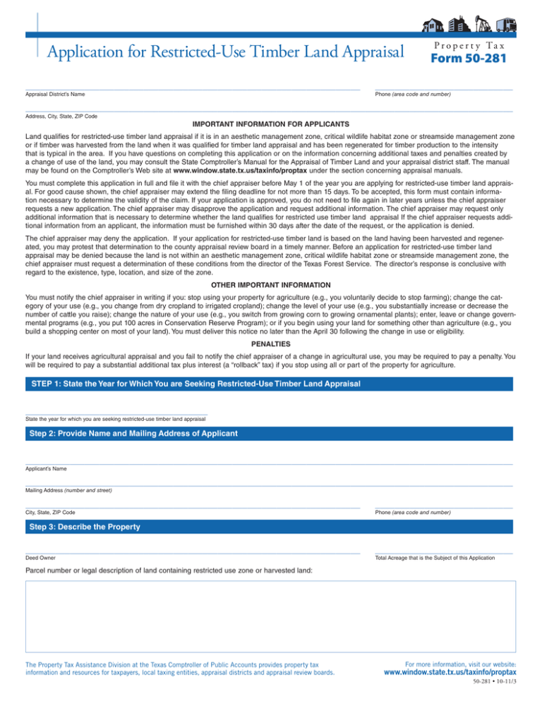 application-for-restricted-use-timber-land-appraisal-form-50-281