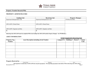 Property Transfer Record (PTR) PROPERTY ADMINISTRATORS Sending Unit