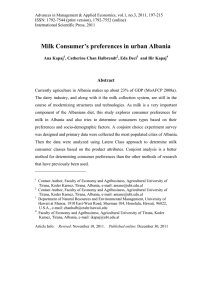 Milk Consumer’s preferences in urban Albania Abstract