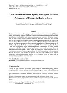 The Relationship between Agency Banking and Financial Abstract