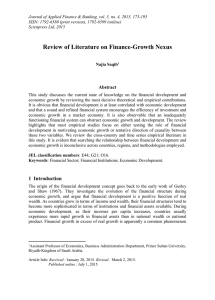 Review of Literature on Finance-Growth Nexus Abstract