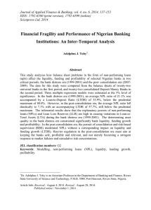 Financial Fragility and Performance of Nigerian Banking Institutions: An Inter-Temporal Analysis