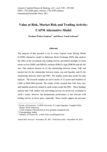 Value at Risk, Market Risk and Trading Activity: CAPM Alternative Model Abstract