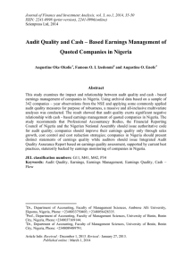 Audit Quality and Cash – Based Earnings Management of Quoted Companies Abstract