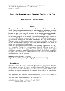 Determination of Opening Prices of Equities of the Day Abstract